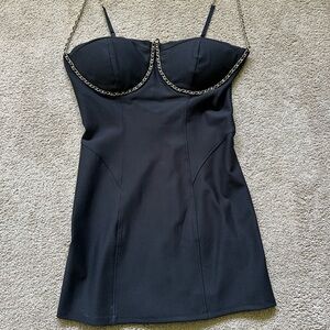 Fashion Nova Black Mini Dress with Chain Detail